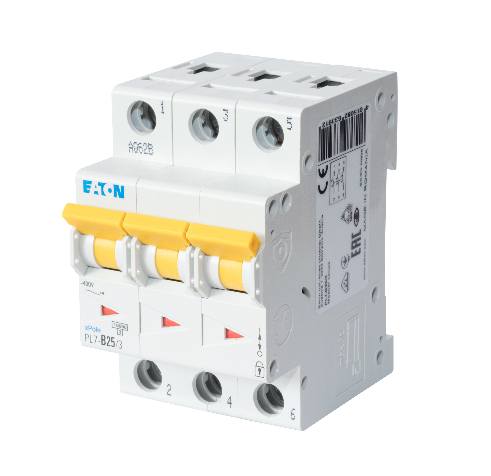 Автоматический выключатель EATON PL7-C6/3, 3P, 6A, 10KA, 3M