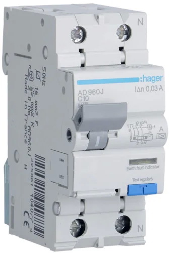 Дифференциальный автоматический выключатель AD960J Hager 10A - фото