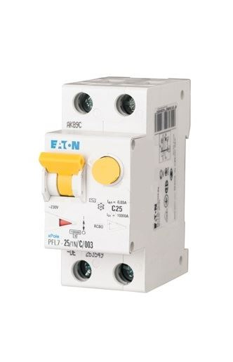 ДИФФ. АВТ. ВЫКЛЮЧАТЕЛЬ PFL7-25/1N/C/003-A, 1P+N, 25A, ХАР-КА C, 10KA, 30MA, ТИП А, 2M, Eaton