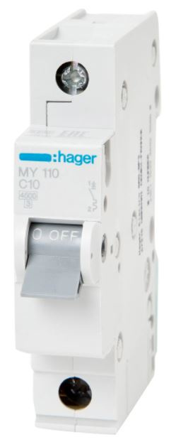 Автоматический выключатель 1 полюс Hager 10 A (4,5kА)