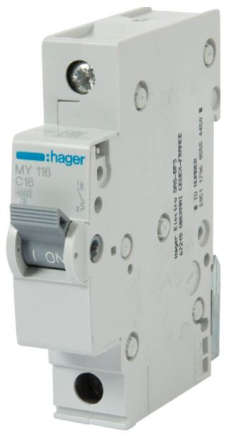 Автоматический выключатель 1 полюс Hager 16 A (4,5kА)