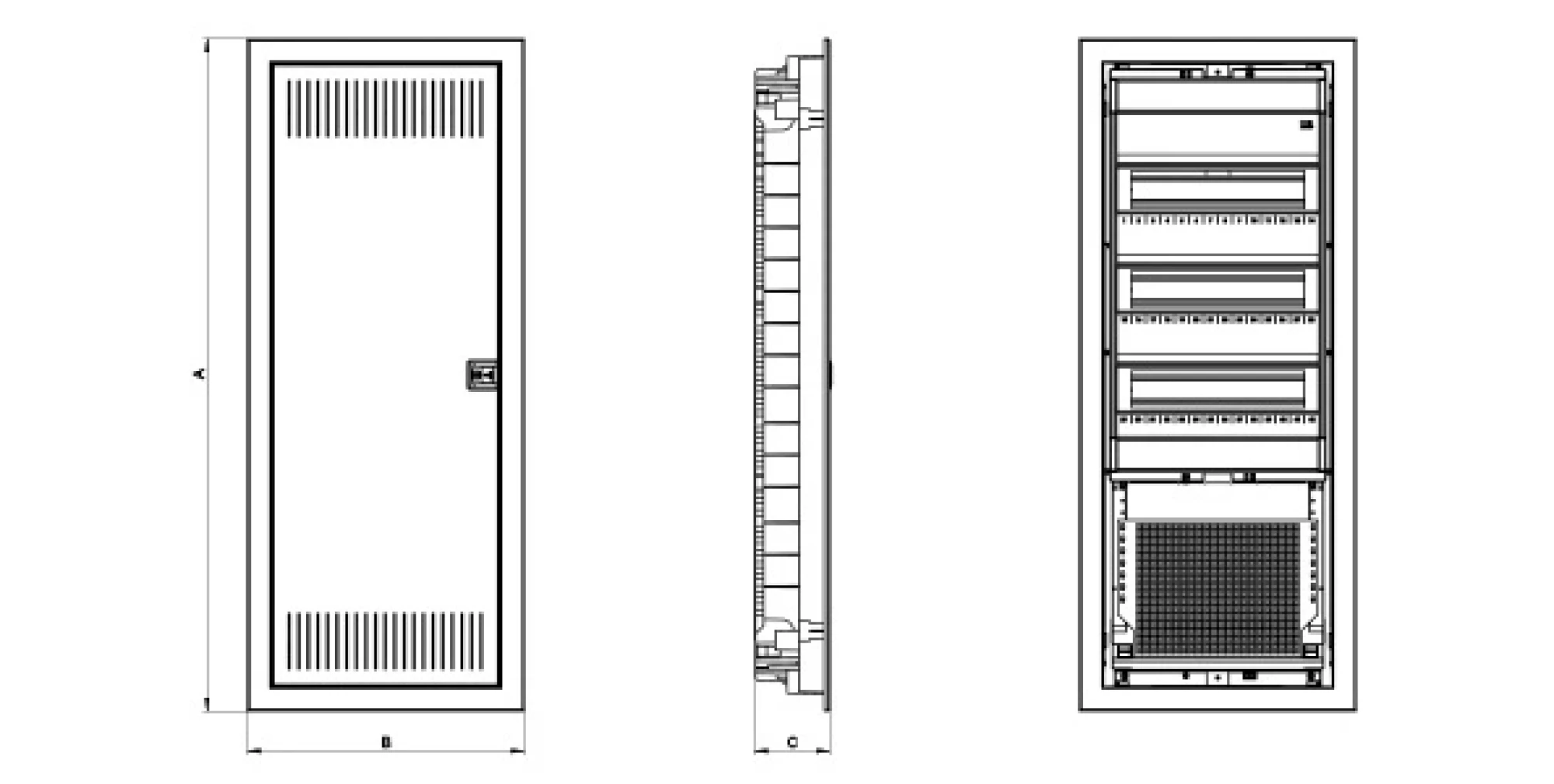 Щит встраиваемый комбинированный Tehnoplast U60-5/3 с металл. дверцей, IP30