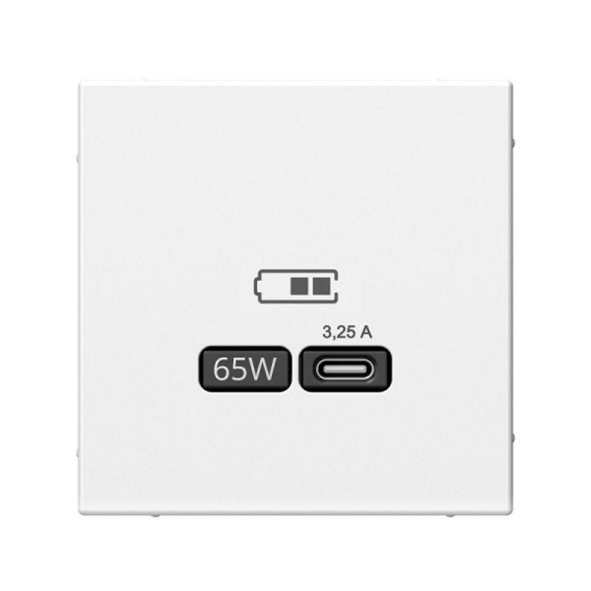 USB розетка тип-С 65Вт высокоскоростная зарядка QC, PD, механизм, белый ArtGallery