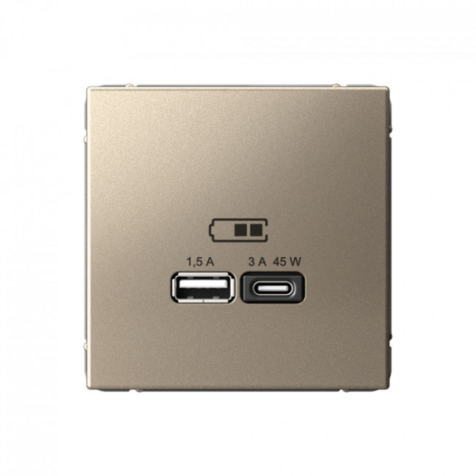 USB розетка A + тип-C 45Вт высокоскоростная зарядка QC, PD, механизм, шампань Systeme Electric ArtGallery