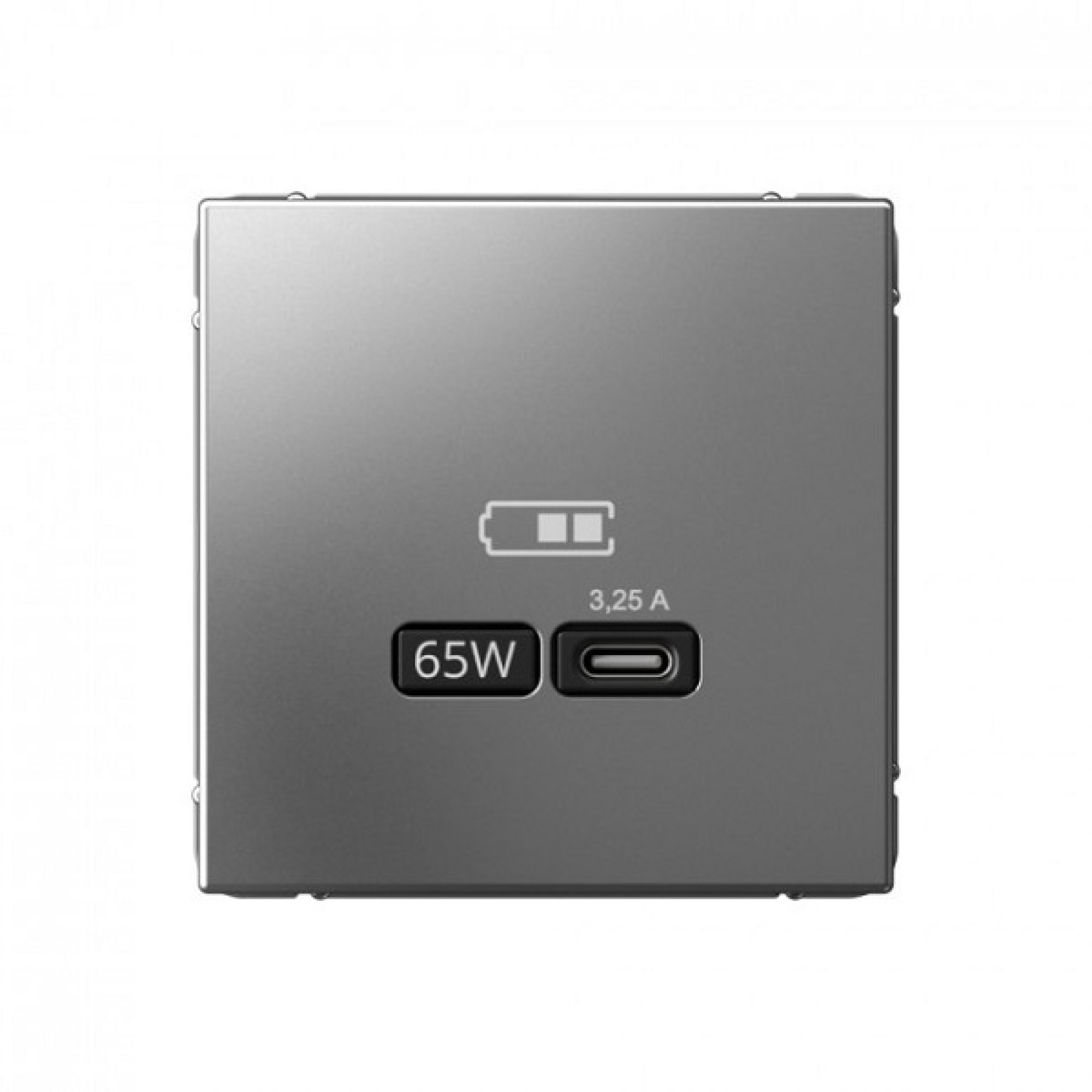 USB розетка тип-С 65Вт высокоскоростная зарядка QC, PD, механизм, сталь ArtGallery