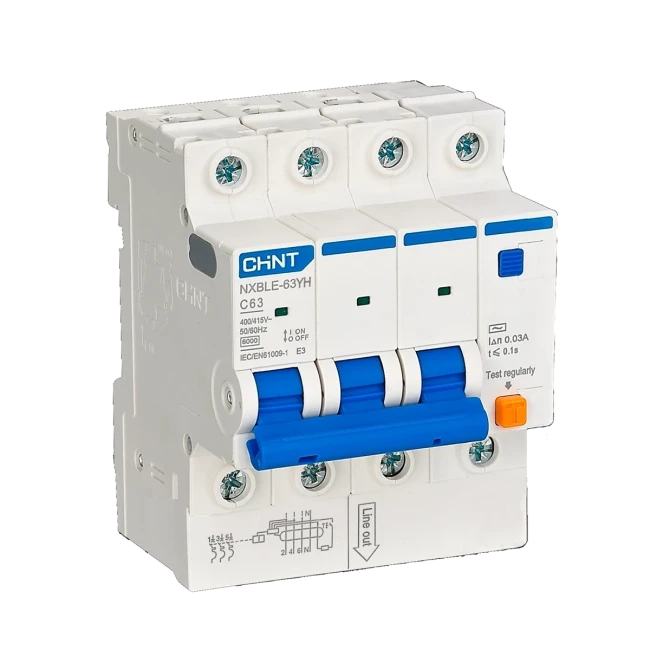 NXBLE-63YH 3P+N (хар-ка С, 30mA, тип A,  6kA, 4М)