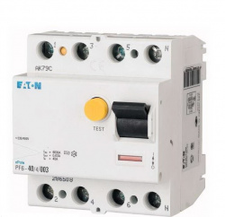 УЗО PF6-40/4/01, 4P, 40A, 6KA, 100MA, ТИП АC, 4M, Eaton - фото