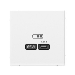 USB розетка тип-С 65Вт высокоскоростная зарядка QC, PD, механизм, белый ArtGallery - фото