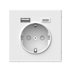 Розетка 16А с 2 USB A+C, 5В/2,4А/3,0А, 2х5В/1,5А, механизм, белый ArtGallery - фото