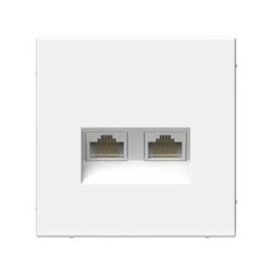 Розетка двойная компьютерная RJ45+RJ45, кат.6А, механизм, белый ArtGallery - фото