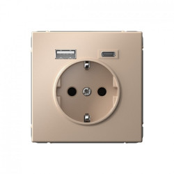 Розетка 16А с 2 USB A+C, 5В/2,4А/3,0А, 2х5В/1,5А, механизм, песочный ArtGallery - фото