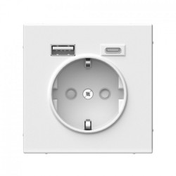 Розетка 16А с 2 USB A+C, 5В/2,4А/3,0А, 2х5В/1,5А, механизм, лотос ArtGallery - фото