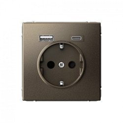 Розетка 16А с 2 USB A+C, 5В/2,4А/3,0А, 2х5В/1,5А, механизм, мокко ArtGallery - фото
