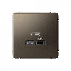 USB розетка тип-С 65Вт высокоскоростная зарядка QC, PD, механизм, мокко ArtGallery - фото