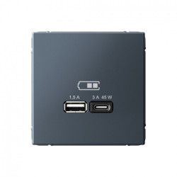 USB розетка A + тип-C 45Вт высокоскоростная зарядка QC, PD, механизм, грифель Systeme Electric ArtGallery - фото