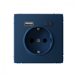Розетка 16А с 2 USB A+C, 5В/2,4А/3,0А, 2х5В/1,5А, механизм, аквамарин ArtGallery - фото