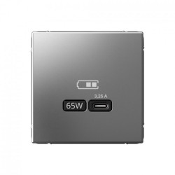 USB розетка тип-С 65Вт высокоскоростная зарядка QC, PD, механизм, сталь ArtGallery - фото