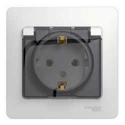 Розетка с крышкой, со шторками 16 А Schneider Electric Glossa GSL000146 (белый) - фото