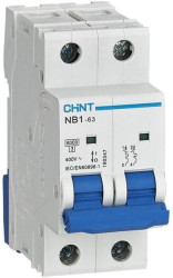 Авт. выключатель CHINT NB1-63 20А, хар-ка С, 6kA, 2p, 2M - фото, картинка Авт. выключатель CHINT NB1-63 20А, хар-ка С, 6kA, 2p, 2M - фото
