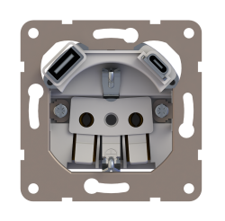Donel R98  механизм розетки Schuko 16А 250 В~ с зарядным устройством USB A+C, 5V/4A, мощность 20W, серия DA - фото