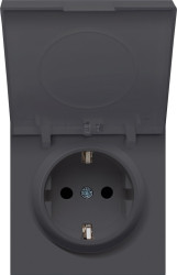 Donel R98 черный накладка для розетки Schuko с большой крышкой, 16A 250 В~, серия DA - фото