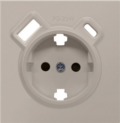 Donel R98 матовый кашемир накладка для розетки Schuko с зарядным устройством USB A+C, с защитными шторками , серия DA - фото