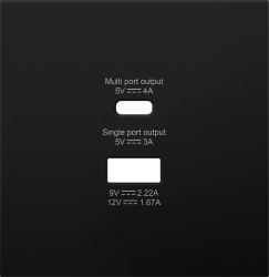 Donel R98 матовый карбон накладка для розеток USB A+C, серия DA - фото