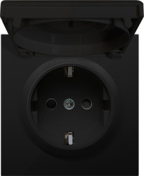 Donel R98 матовый карбон накладка для розетки Schuko с заземлением, с крышкой, 16A 250 В~, серия DA - фото