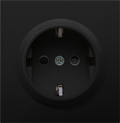 Donel R98 матовый карбон накладка для розетки Schuko с заземлением, со шторками 16A 250 В~, серия DA - фото