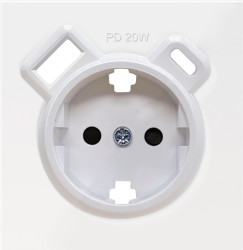 Donel R98 белый накладка для розетки Schuko с зарядным устройством USB A+C, с защитными шторками , серия DA - фото