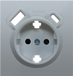 Donel R98 алюминий накладка для розетки Schuko с зарядным устройством USB A+C, с защитными шторками , серия DA - фото