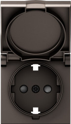 Donel A07 мокко накладка для розетки Schuko с заземлением, с крышкой, 16A 250 В~, серия DB - фото