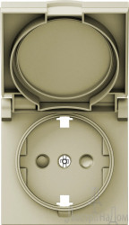 Donel A07 шампань накладка для розетки Schuko с заземлением, с крышкой, 16A 250 В~, серия DB - фото