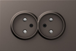 Donel A07 мокко накладка для розетки 2-й без заземления, со шторками 16A 250 В~,серия DB - фото