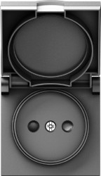 Donel A07 сталь накладка для розетки без заземления, с крышкой, 16A 250 В~, серия DB - фото