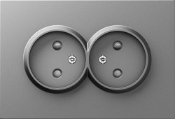 Donel A07 сталь накладка для розетки 2-й без заземления, со шторками 16A 250 В~,серия DB - фото