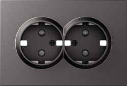 Donel A07 матовый титан накладка для розетки 2-й с заземлением, со шторками 16A 250 В~,серия DB - фото