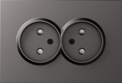 Donel A07 матовый титан накладка для розетки 2-й без заземления, со шторками 16A 250 В~,серия DB - фото