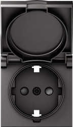 Donel A07 матовый титан накладка для розетки Schuko с заземлением, с крышкой, 16A 250 В~, серия DB - фото