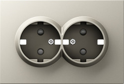 Donel A07 матовый кашемир накладка для розетки 2-й с заземлением, со шторками 16A 250 В~,серия DB - фото