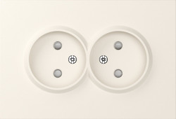 Donel A07 матовый кремовый накладка для розетки 2-й без заземления, со шторками 16A 250 В~,серия DB - фото