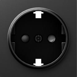 Donel A07 матовый карбон накладка для розетки Schuko с заземлением, со шторками 16A 250 В~,серия DB - фото