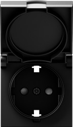 Donel A07 матовый карбон накладка для розетки Schuko с заземлением, с крышкой, 16A 250 В~, серия DB - фото