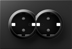 Donel A07 матовый карбон накладка для розетки 2-й с заземлением, со шторками 16A 250 В~,серия DB - фото