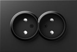 Donel A07 матовый карбон накладка для розетки 2-й без заземления, со шторками 16A 250 В~,серия DB - фото