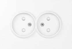 Donel A07 глянцевый белый накладка для розетки 2-й без заземления, со шторками 16A 250 В~,серия DB - фото