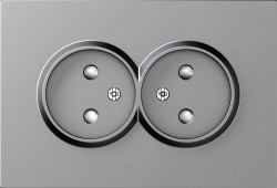 Donel A07 матовый серый накладка для розетки 2-й без заземления, со шторками 16A 250 В~,серия DB - фото