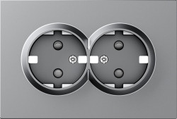 Donel A07 матовый серый накладка для розетки 2-й с заземлением, со шторками 16A 250 В~,серия DB - фото