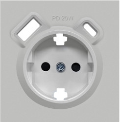 Donel R98 матовый серый накладка для розетки Schuko с зарядным устройством USB A+C, с защитными шторками , серия DA - фото