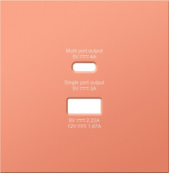 Donel R98 матовый коралл накладка для розеток USB A+C, серия DA - фото